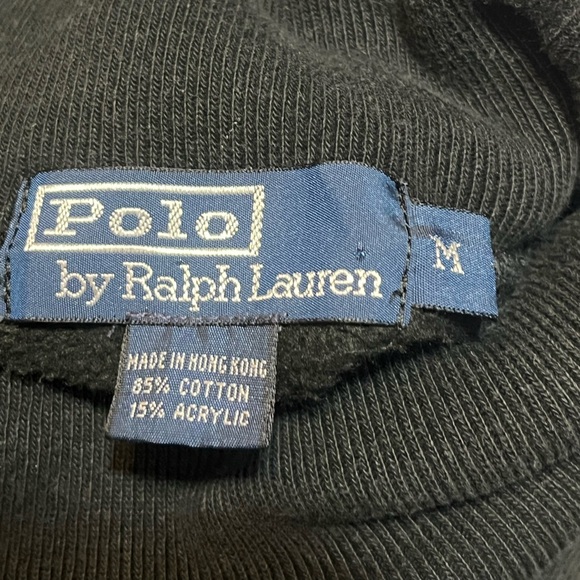 The RL Polo Ralph Lauren Blk Fleece Turtleneck Sweatshirt Sz M Men - Picture 6 of 7
